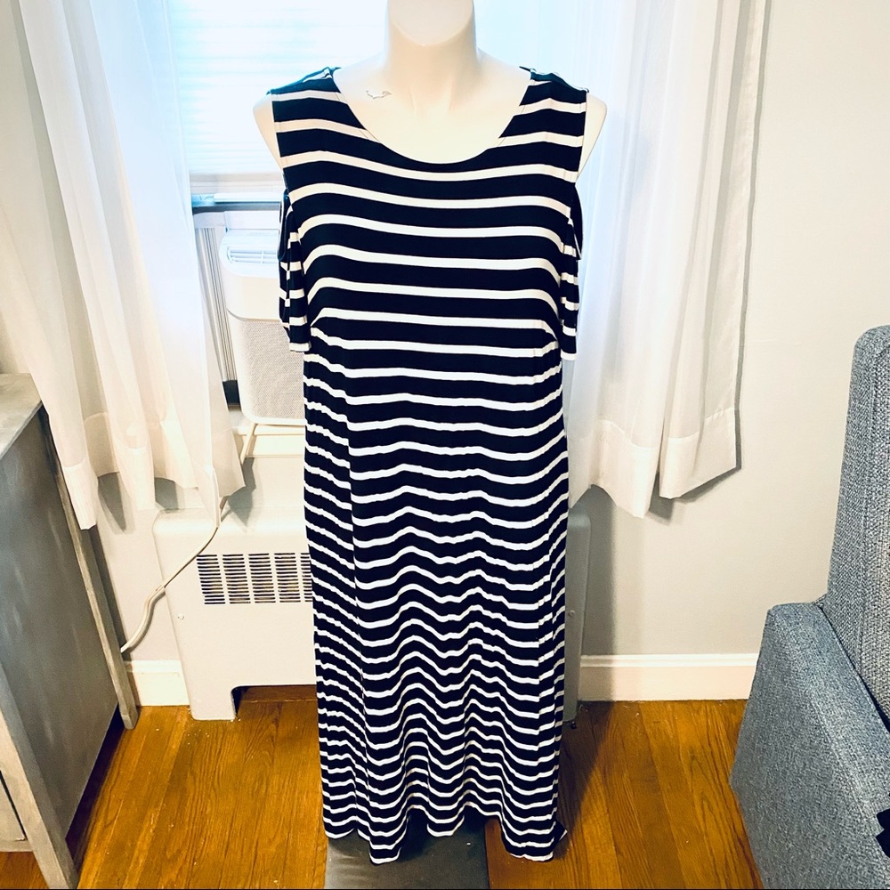 Cotton High-Lo Dress Cold Shoulder